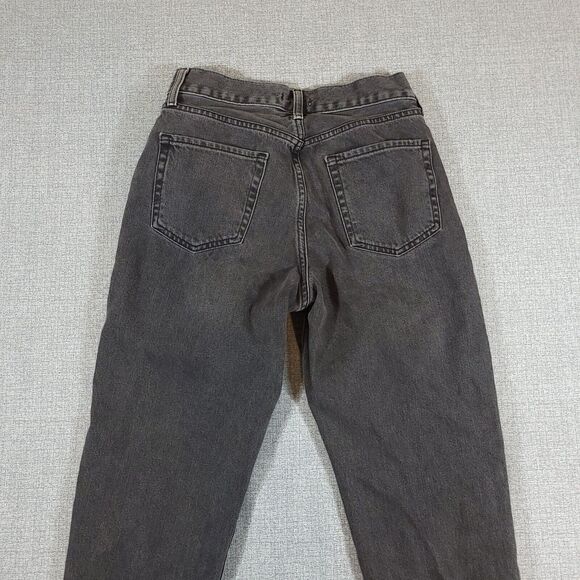 Forever 21 Premium Jeans Womens 26 Raw Hem Midrise Straight Leg Black - Picture 4 of 13